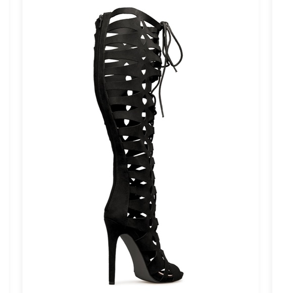 SOLD*** Black Lace Up Gladiator Heels - Picture 3 of 5